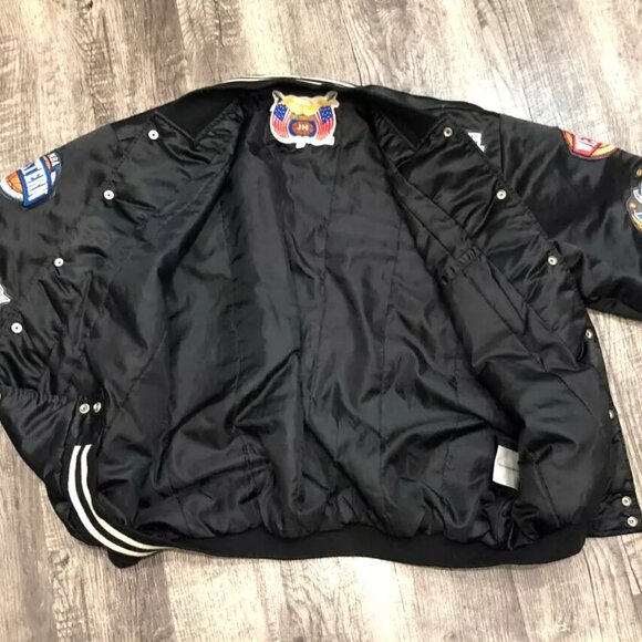 NBA Jacket All Teams Patches Jeff Hamilton Vintage SIZE XL Black Satin - Picture 7 of 8